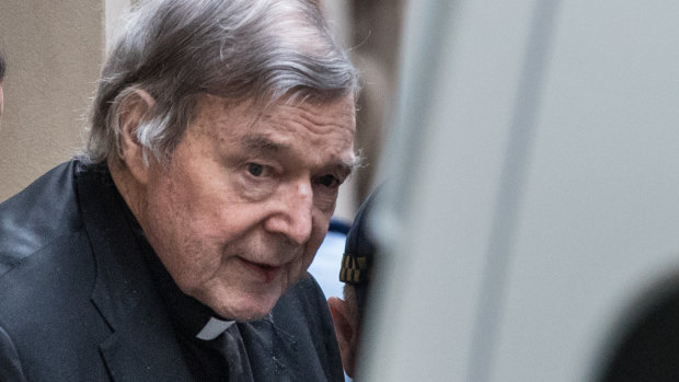 Pell leaving court on Wednesday morning.