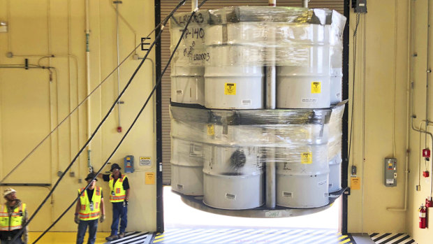 Australia is considering whether to build a facility to house radioactive waste, like these barrels at a facility in the United States.