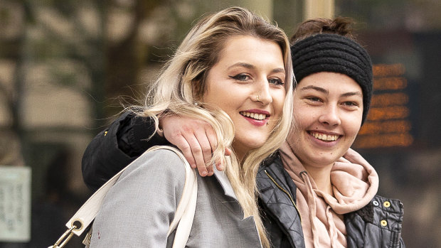 Caris Underwood (left) leaving the  County Court last week.