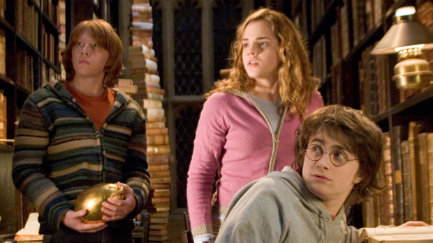Rupert Grint, Emma Watson and Daniel Radcliffe in Harry Potter and the Goblet of Fire.