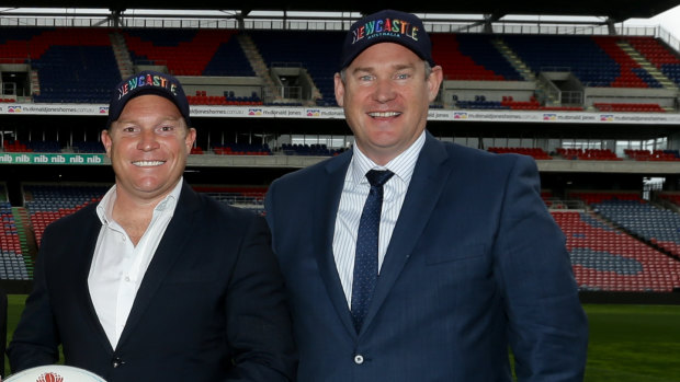 Waratahs general manager of rugby Tim Rapp (left) with NSW Rugby boss Paul Doorn (right).