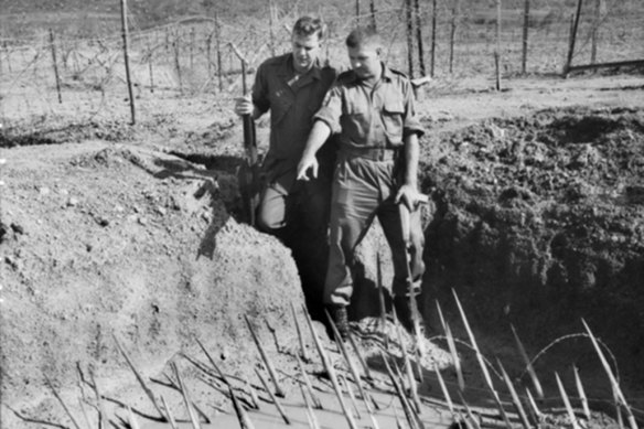 Ron Swanton (right) with a colleague at Tra Bong, Vietnam.