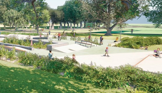 An artist’s impression of the Rushcutters Bay youth recreation area, scheduled to open in spring.