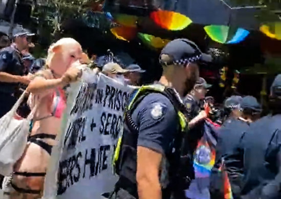 Protesters clash with police at the annual Midsumma Pride March in St Kilda.