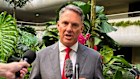 Australia’s Defense Minister and Deputy Prime Minister Richard Marles talks to the media during an interview in the 22nd Shangri-La Dialogue summit in Singapore.