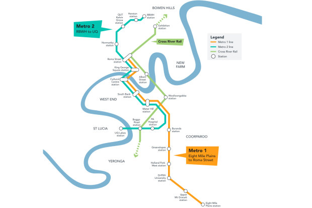 Brisbane Metro route map.