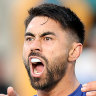 Warriors halfback Shaun Johnson after landing the match-winning penalty goal.