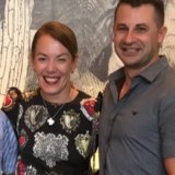 Melissa Caddick with Anthony Koletti. She is wearing the $2500 Dolce & Gabbana dress she wore to friend Kate Horn’s 50th birthday party.