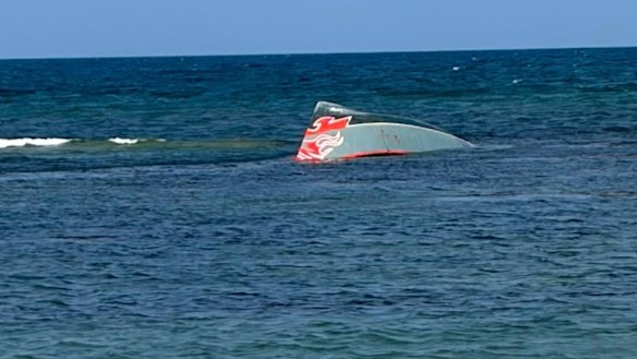 A boat after it capsized near Guhere, north of Obock, in Djibouti.