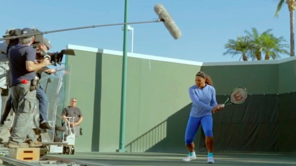 Lesson one ... Serena Williams is filmed for her tennis Masterclass.