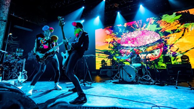 Regurgitator on stage during their  performance at the Tivoli in Brisbane.