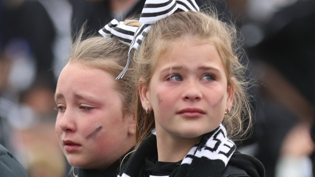 Young Pies react to the loss at the Holden Centre.