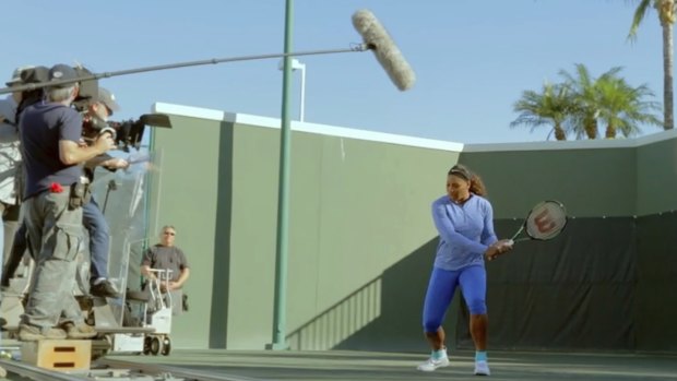 Lesson one ... Serena Williams is filmed for her tennis Masterclass.