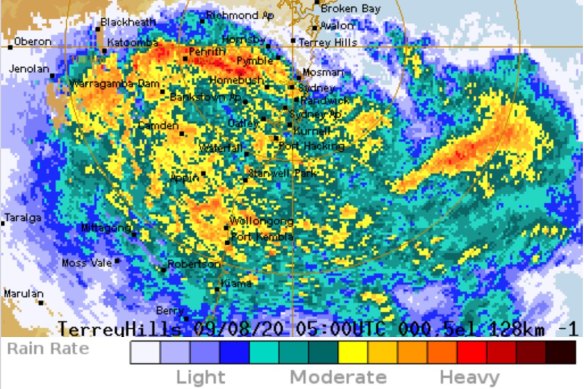 Sydney faces a deluge of rain on Sunday evening. 