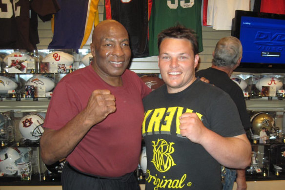 Jayde Mitchell with former world heavyweight championship contender Earnie Shavers in 2012 in Las Vegas.