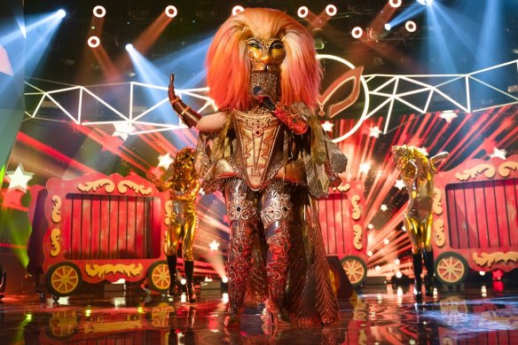 Kate Ceberano performs as The Lion on The Masked Singer Australia.