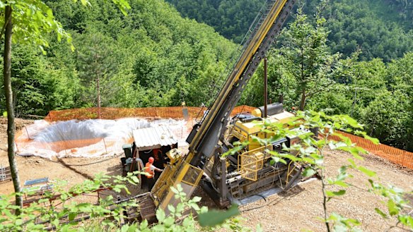 One of Strickland Metals eight drill rigs operating at the company’s Rogozna project in Serbia.