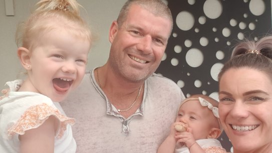 Heidi and Dean Stevens with their daughters Elsa Jodi, 2, and Sianna, six months old.