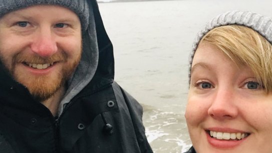 Melbourne man Chris Cousens, pictured with partner Naomi Keessen, is one of around 5000 Australians stranded in the UK and fears tighter rules on arrivals could make it even harder to get home. 