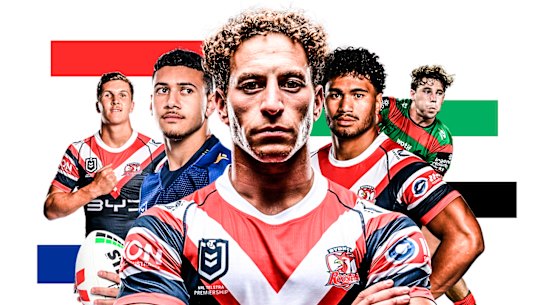 Rookie contenders (from left) Hugo Savala, Isaiah Iongi, Mark Nawaqanitawase, Rob Toia and Jamie Humphreys