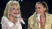 Dolly Parton and Miley Cyrus perform Jolene at the 61st annual Grammy Awards in Los Angeles.