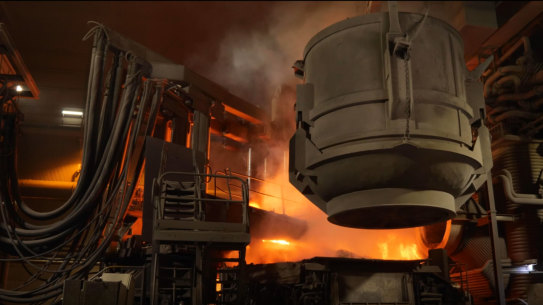 Green steel being produced.