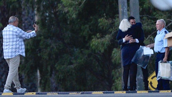 Salim Mehajer hugs lawyer Zali Burrows after he was released from jail. 