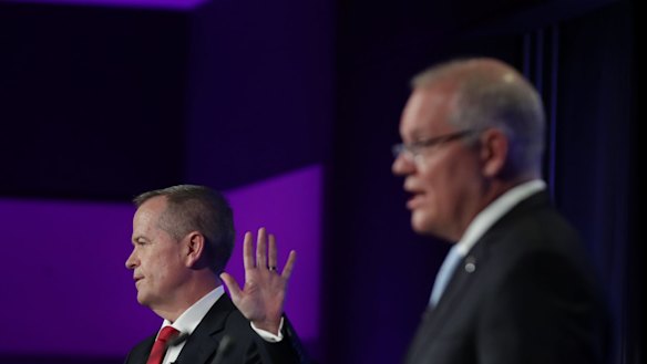 Prime Minister Scott Morrison and Opposition Leader Bill Shorten slug it out during the election campaign.
