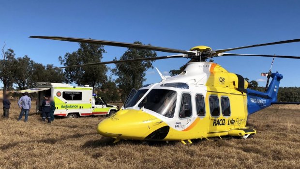 The Sunshine Coast-based RACQ LifeFlight Rescue helicopter landed at the North Burnett property on Friday morning.
