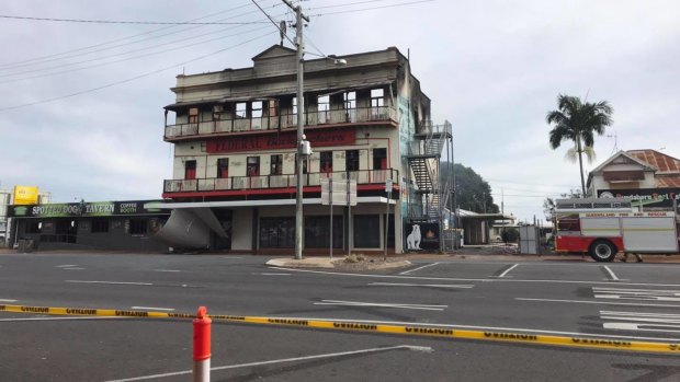 A fire that started at the Spotted Dog Tavern next door forced the evacuation of the Federal Backpackers Hostel.