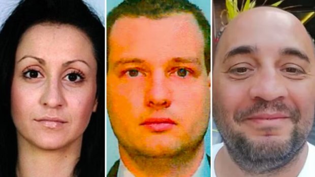 Suspects: (from left) Katrin Ivanova, Orlin Roussev and Bizer Dzhambazov.