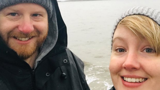 Melbourne man Chris Cousens, pictured with partner Naomi Keessen, is one of around 5000 Australians stranded in the UK and fears tighter rules on arrivals could make it even harder to get home. 