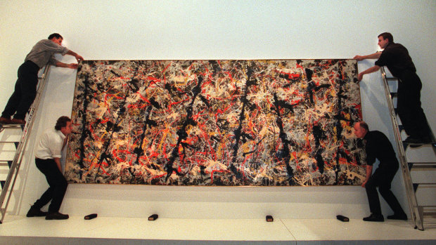Jackson Pollock's <i>Blue Poles</i> at the National Gallery. 