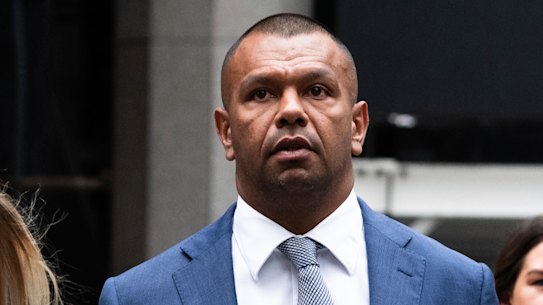 Kurtley Beale arrives to day two of his trial.