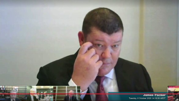 James Packer gives evidence via video link.