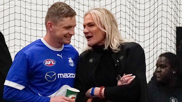 Laidley with the now-retired Jack Ziebell, a player Laidley recruited when North Melbourne coach.