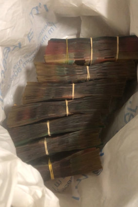 Cash seized by police investigating the drug seizure. 