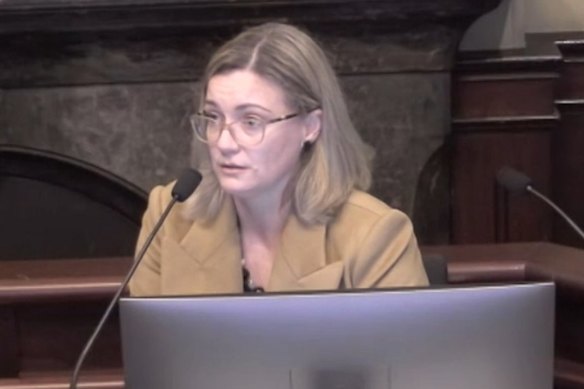 Mannoun’s former executive assistant Lauren Myers gives evidence at the inquiry on Wednesday.