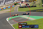 Oscar Piastri impeding Liam Lawson.