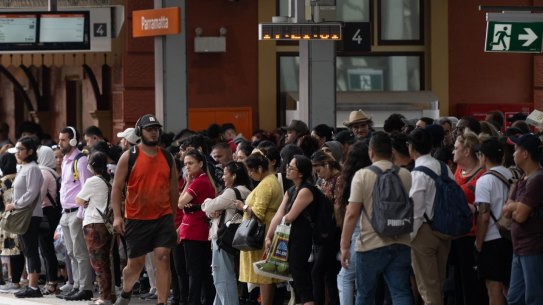 Commuters at Parramatta Station.