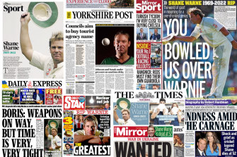 British front pages of cricketer Shane Warne’s death