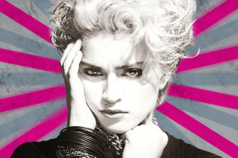 Album cover art featuring Madonna, 1983. Image altered.