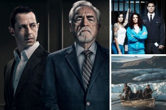 Clockwise, from main: Father and son do battle in Succession, Wentworth and The North Water.