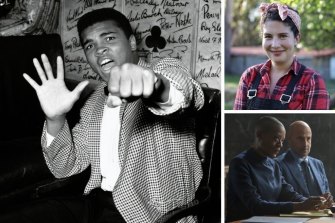 Clockwise, from main: Muhammad Ali is the subject of a new Ken Burns documentary, chef Analiese Gregory and T’Nia Miller and Stanley Tucci in La Fortuna.