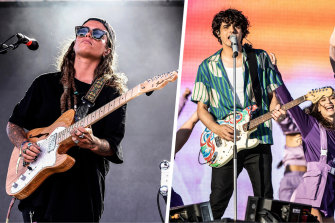From left: Tash Sultana's "sonic adventure" has drawn comparisons with Hendrix; Darren Hart on stage in February.