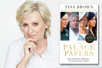 Former Vanity Fair editor Tina Brown and, inset, the cover of The Palace Papers.