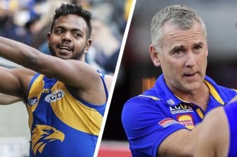 Adam Simpson (right) said he still trusted Willie Rioli, but it was not his decision if the 25-year-old returned to the club.