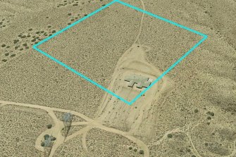 An aerial shot of the house. How did someone mistakenly build in the middle of the Mojave Desert?