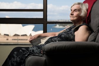 The last resident of Sirius, Myra Demetriou, and the view from her long-held apartment before the state government forced her to move out in 2018. 