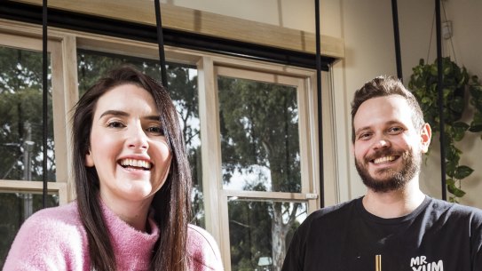 Kerry Osborn and Andrei Miulescu, co-founders of Mr Yum, at Serotonin Eatery